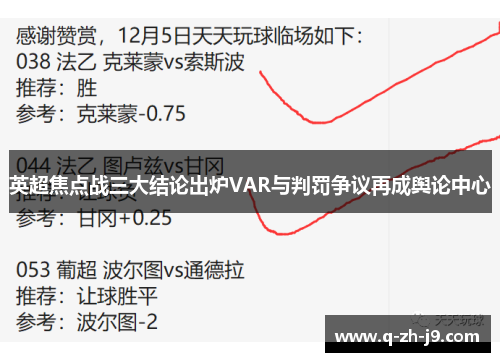 英超焦点战三大结论出炉VAR与判罚争议再成舆论中心